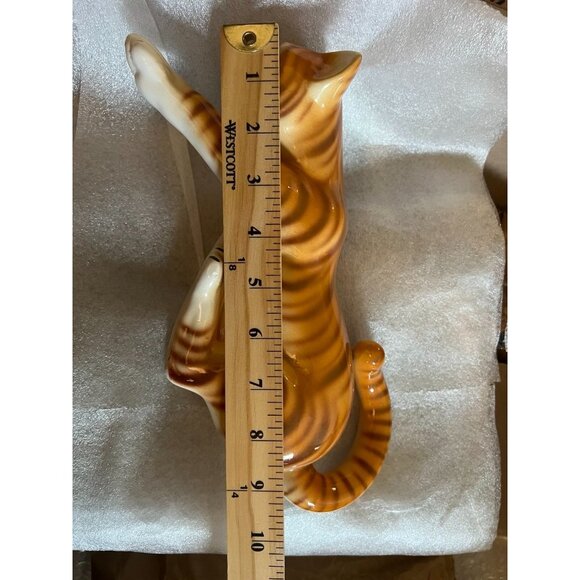 Orange Tabby Cat Ceramic Decorative Figurine Made In Italy - Picture 9 of 9